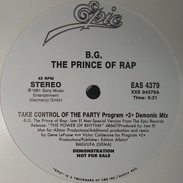 BG Prince Of Rap - Take Control Of The Party (Program 2 Demonic Mix) (Vinyle Usagé)