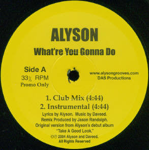 Alyson - Whatre You Gonna Do (Vinyle Usagé)