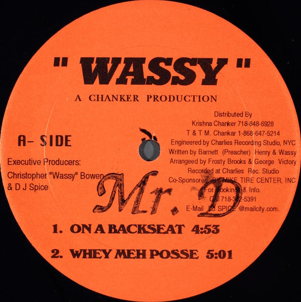 Wassy - On A Backseat (Vinyle Usagé)