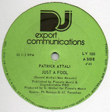 Patrick Attali - Just a Fool / Black Eyes (Vinyle Usagé)