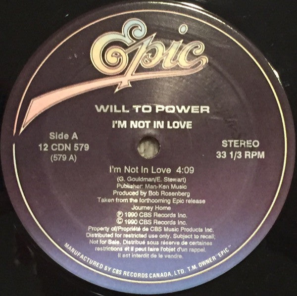 Will To Power - Im Not In Love / Baby I Love Your Way / Freebird Medley (Vinyle Usagé)