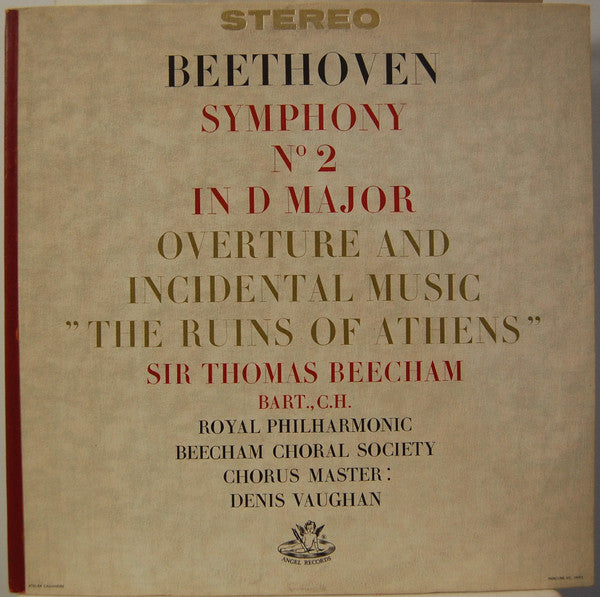 Beethoven / Beecham - Symphony No 2 / The Ruins of Athens (Vinyle Usagé)