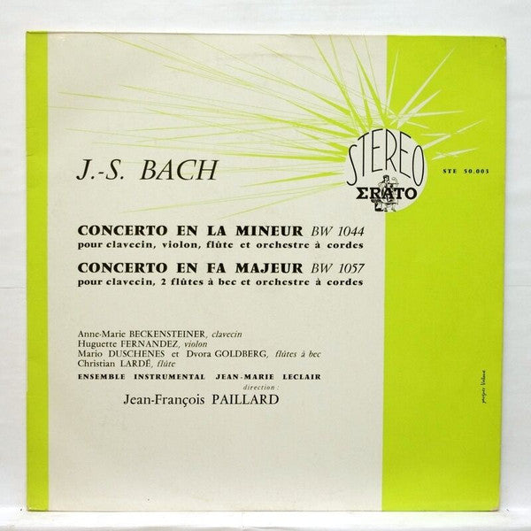 Bach / Paillard - Concerto En La Mineur Bw 1044 & Concerto En Fa Majeur Bw 1057 (Vinyle Usagé)