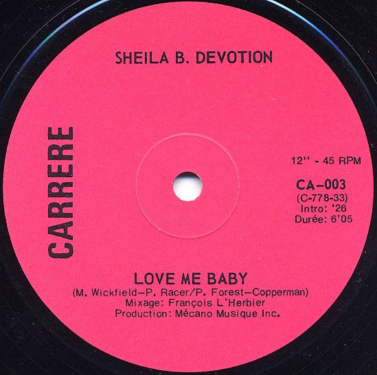 Sheila B Devotion - Love Me Baby (Vinyle Usagé)