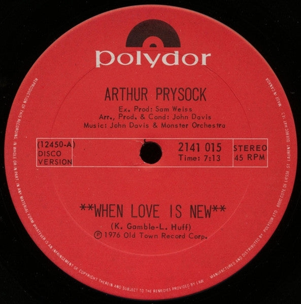 Arthur Prysock - When Love Is New (Vinyle Usagé)