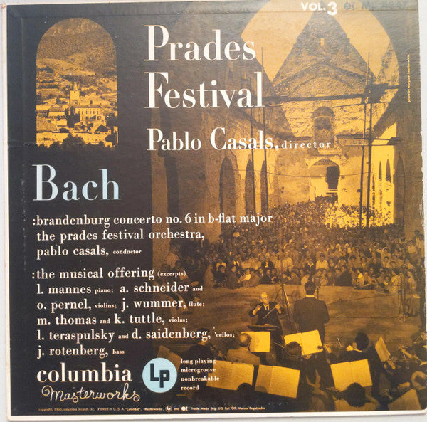 Bach / Casals - Prades Festival : Vol 3 (Vinyle Usagé)