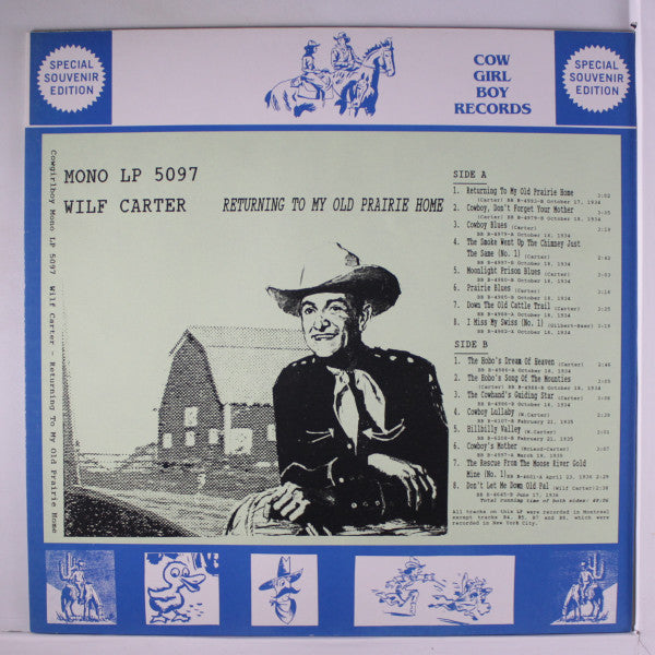 Wilf Carter - Returning To My Old Prairie Home (Vinyle Usagé)