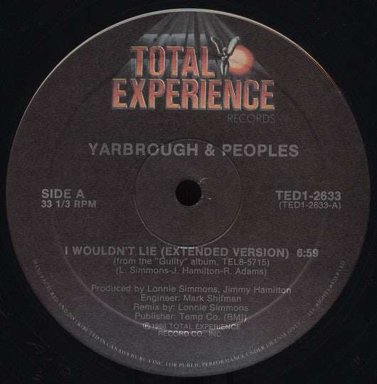 Yarbrough and Peoples - I Wouldnt Lie (Vinyle Usagé)