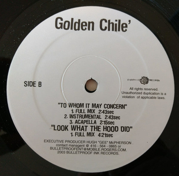 Golden Chile - Creep On Em / To Whom It May Concern / Look What The Hood Did (Vinyle Usagé)