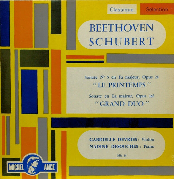 Beethoven / Schubert / Devries / Desouches - Sonate No 5 / Sonate En La Majeur (Vinyle Usagé)