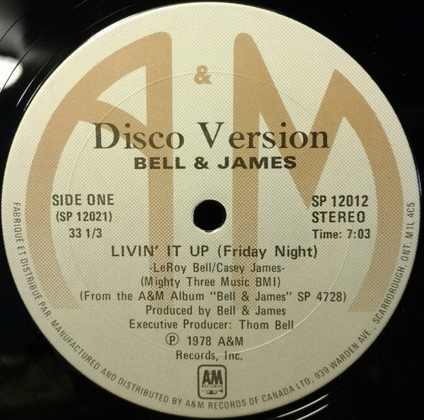 Bell and James - Livin It Up (Friday Night) (Vinyle Usagé)