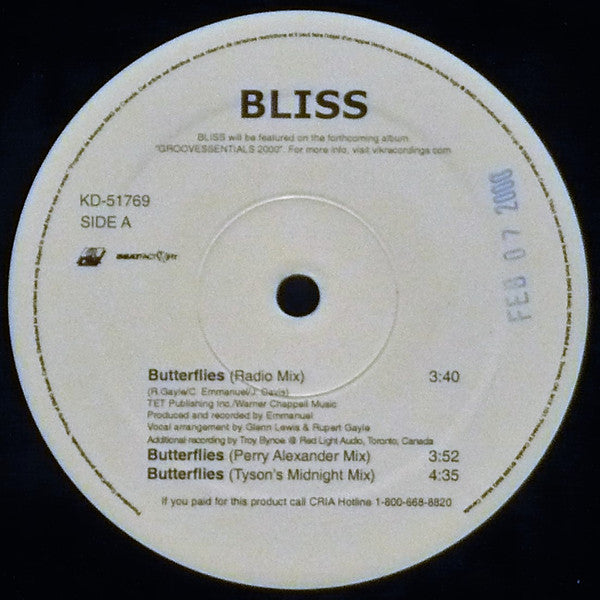 Bliss - Butterflies (Vinyle Usagé)