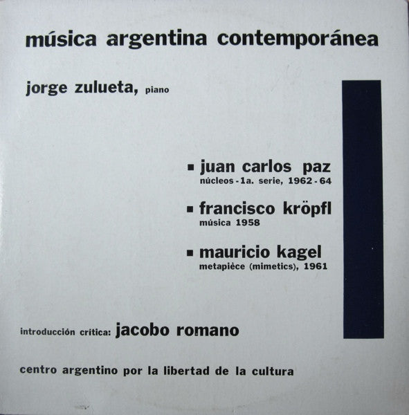 Paz / Kropfl / Kagel - Musica Argentina Contemporanea (Vinyle Usagé)