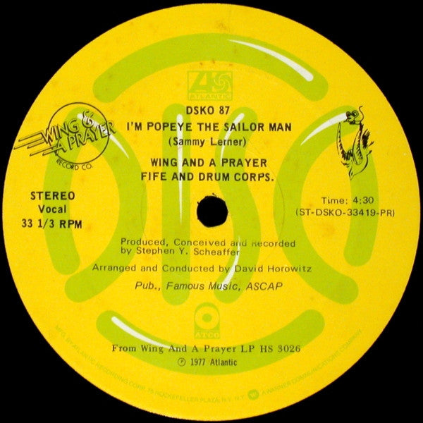 Wing and a Prayer Fife and Drum Corps - Im Popeye the Sailor Man (Vinyle Usagé)