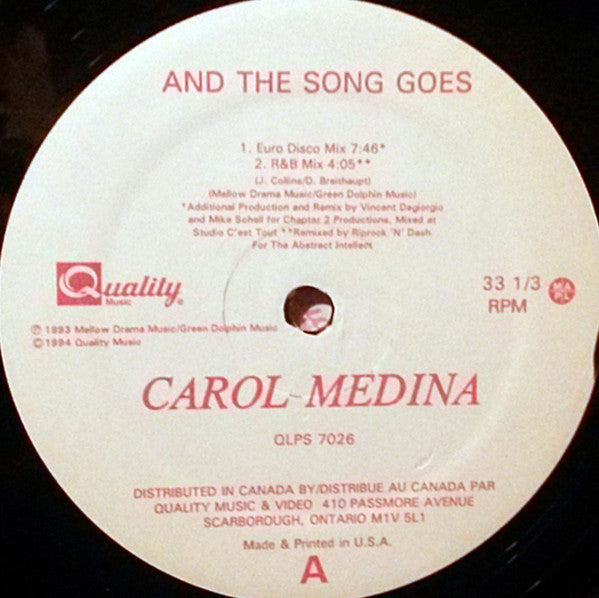 Carol Medina - And The Song Goes (Vinyle Usagé)