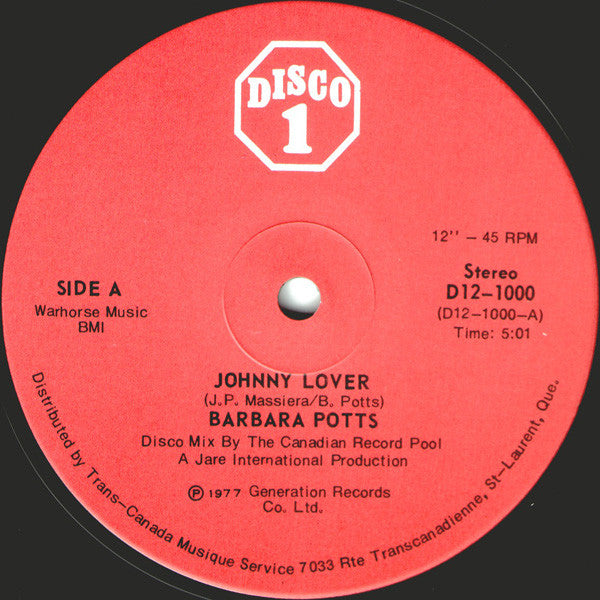 Barbara Potts - Johnny Lover (Vinyle Usagé)