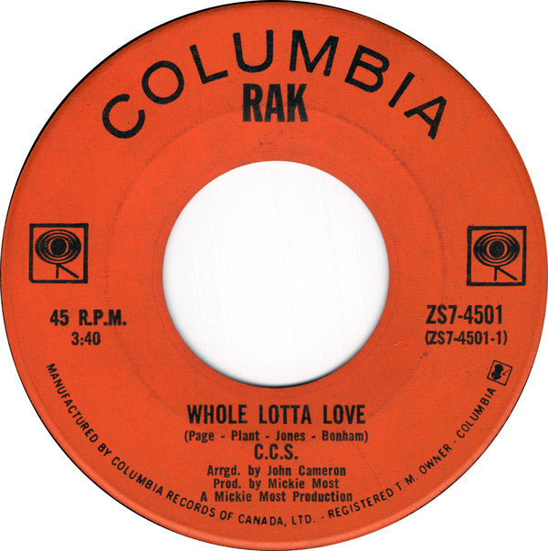 Ccs - Boom Boom / Whole Lotta Love (45-Tours Usagé)