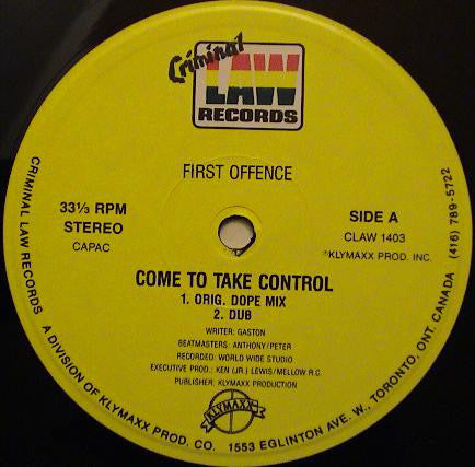 First Offence - Come to Take Control (Vinyle Usagé)