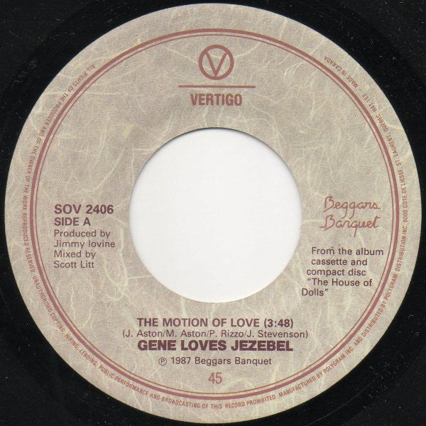 Gene Loves Jezebel - The Motion Of Love (45-Tours Usagé)