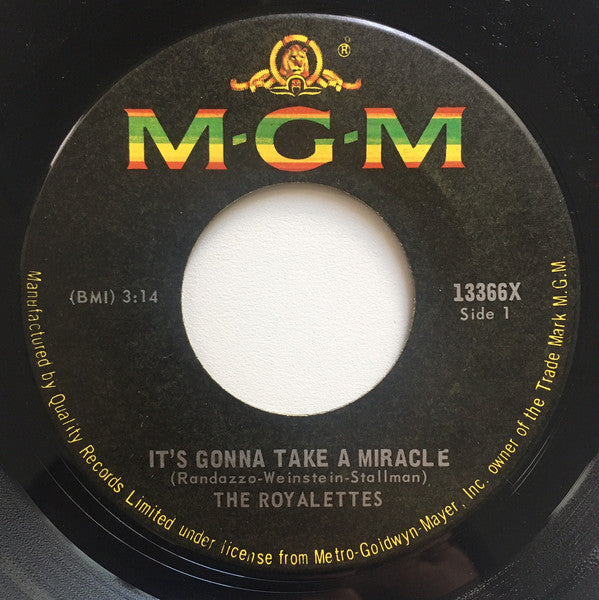 The Royalettes - Its Gonna Take A Miracle / Out Of Sight Out Of Mind (45-Tours Usagé)