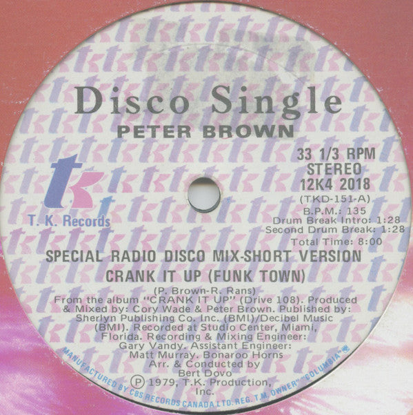 Peter Brown - Crank It Up (Funk Town) (Vinyle Usagé)