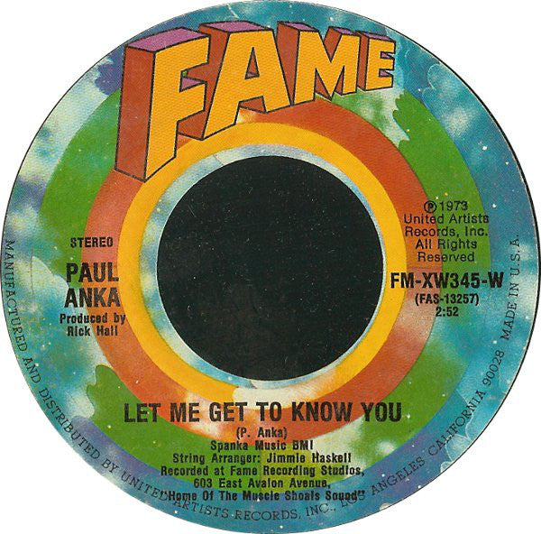 Paul Anka - Let Me Get To Know You / Flashback (45-Tours Usagé)