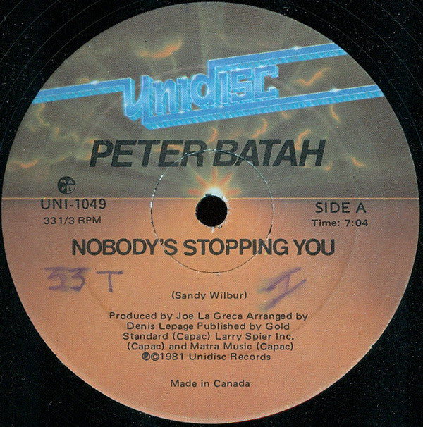 Peter Batah - Nobodys Stopping You (Vinyle Usagé)