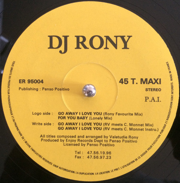 DJ Rony - Go Away I Love You (Vinyle Usagé)