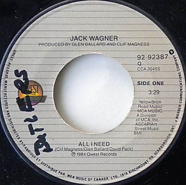 Jack Wagner - All I Need (45-Tours Usagé)