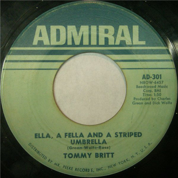 Tommy Britt - Ella A Fella And A Striped Umbrella / Two Blocks Down Turn To The Right (45-Tours Usagé)