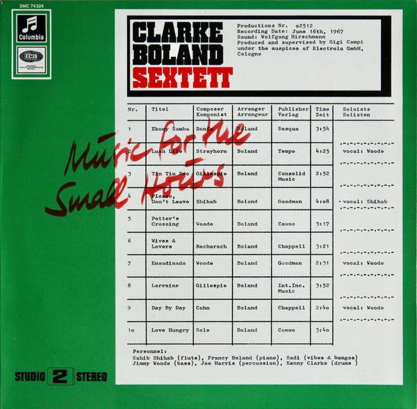 Clarke Boland Sextet - Music For The Small Hours (Vinyle Neuf)