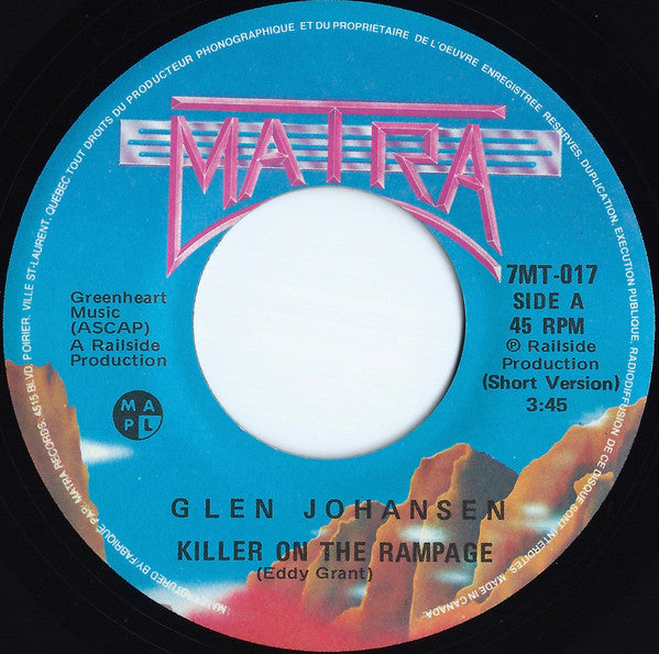 Glen Johansen - Killer On The Rampage (45-Tours Usagé)