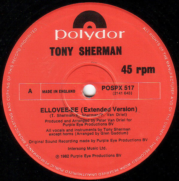 Tony Sherman - Ellovee-Ee (Vinyle Usagé)