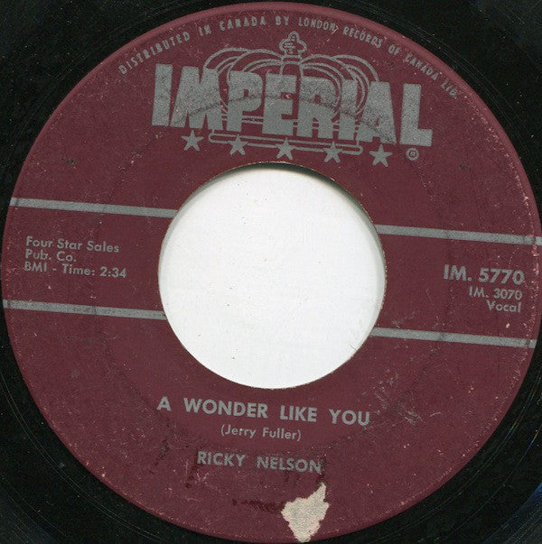 Ricky Nelson (2) - A Wonder Like You (45-Tours Usagé)