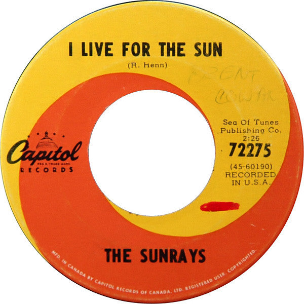 The Sunrays - I Live For The Sun / Bye Baby Bye (45-Tours Usagé)