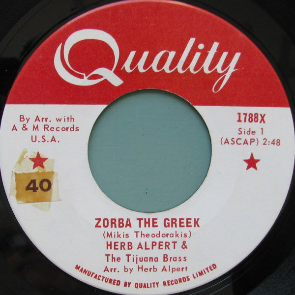 Herb Alpert And The Tijuana Brass - Zorba The Greek (45-Tours Usagé)