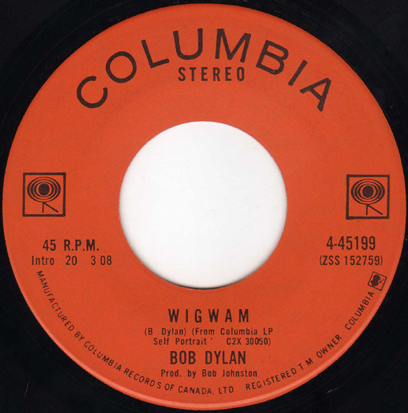 Bob Dylan - Wigwam / Copper Kettle (45-Tours Usagé)