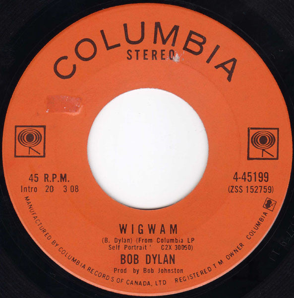 Bob Dylan - Wigwam / Copper Kettle (45-Tours Usagé)