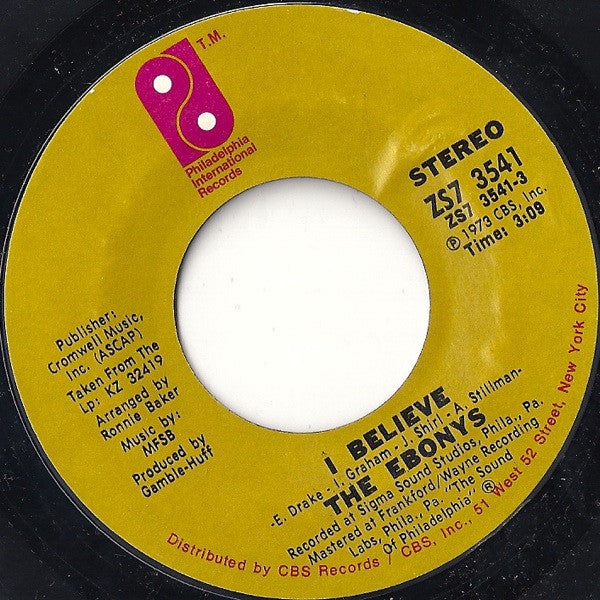 The Ebonys - I Believe / Nation Time (45-Tours Usagé)