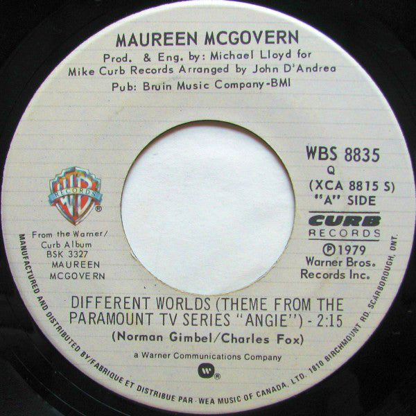 Maureen Mcgovern - Different Worlds / Carolina Moon (45-Tours Usagé)
