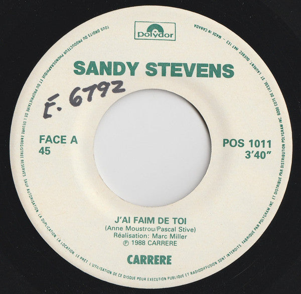 Sandy Stevens - Jai Faim De Toi (45-Tours Usagé)