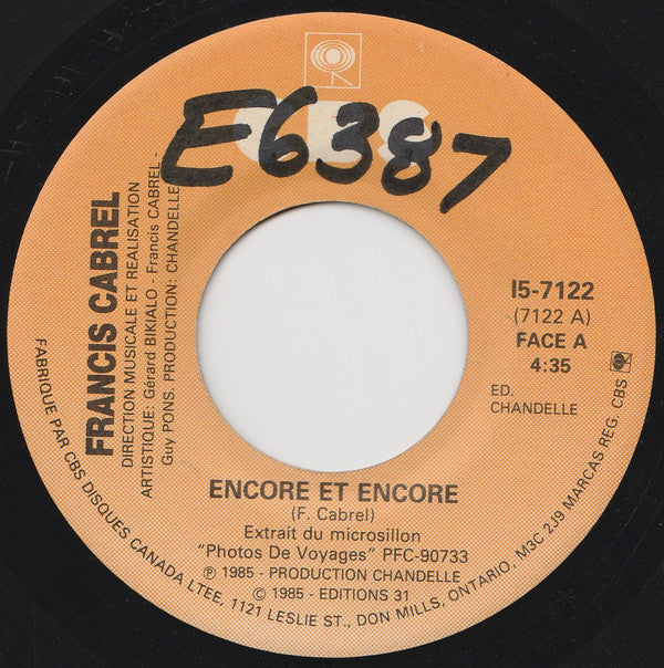 Francis Cabrel - Encore Et Encore (45-Tours Usagé)