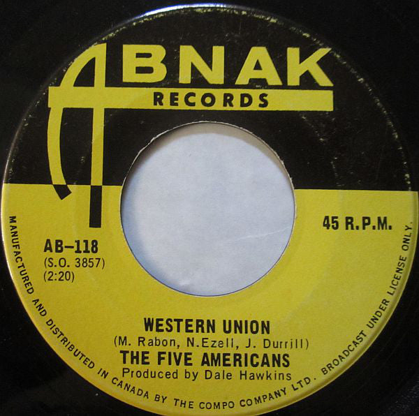 The Five Americans - Western Union / Now That Its Over (45-Tours Usagé)