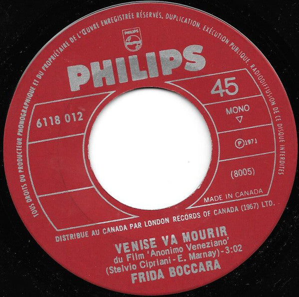 Frida Boccara - Venise Va Mourir / Pour Vivre Ensemble (45-Tours Usagé)