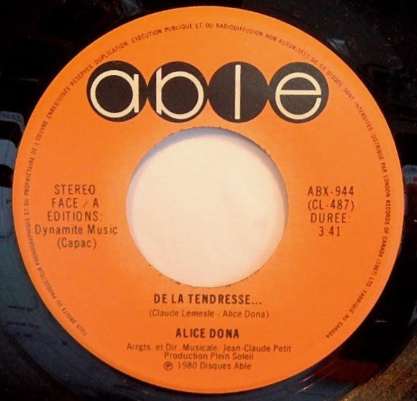 Alice Dona - De La Tendresse (45-Tours Usagé)