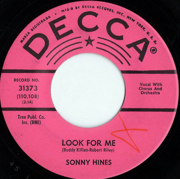 Sonny Hines - Look For Me / Follow Your Heart (45-Tours Usagé)