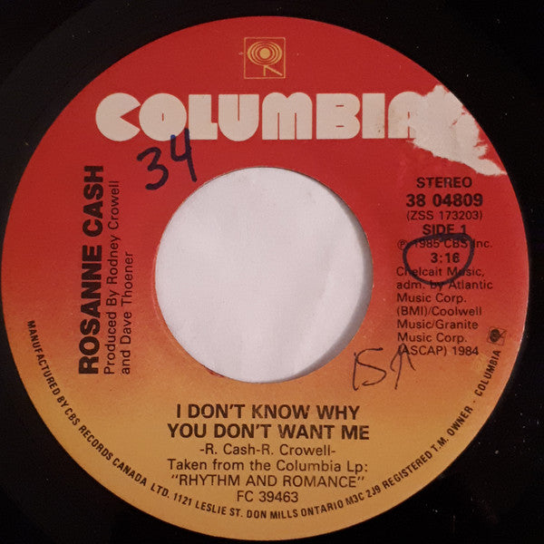 Rosanne Cash - I Dont Know Why You Dont Want Me (45-Tours Usagé)