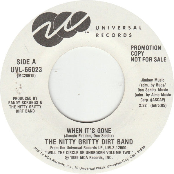 Nitty Gritty Dirt Band - When Its Gone (45-Tours Usagé)