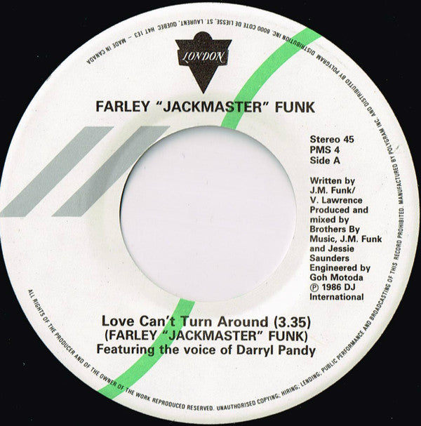 Farley "jackmaster" Funk Featuring The Voice Of Darryl Pandy - Love Cant Turn Around (45-Tours Usagé)