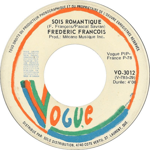 Frederic Francois - Sois Romantique (45-Tours Usagé)